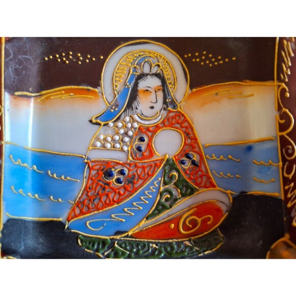 VTG MCM Satsuma Moriage Hand Painted Ashtray And Minature Bud Vase from Japan - Picture 8 of 11